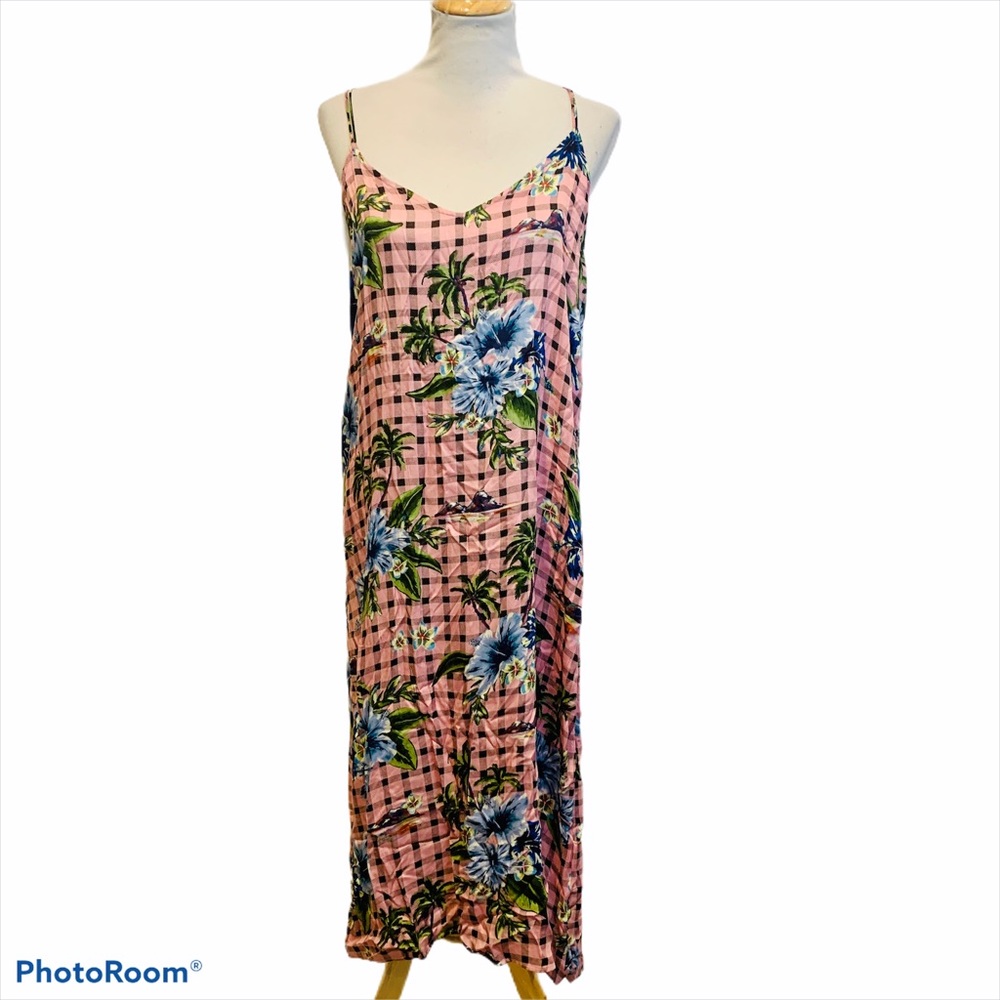 ZARA Floral Plaid Checked Slip Midi Dress Coquette Girl - Picture 3 of 8